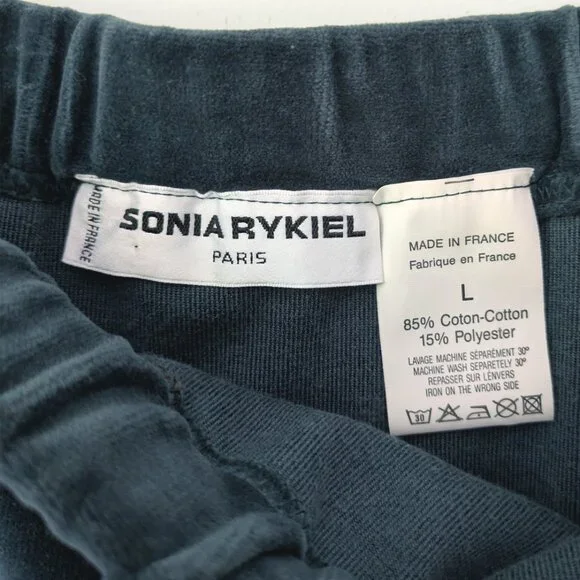 Sonia Rykel Velvet Dark Teal Stretch Pencil Skirt sz L - Picture 4 of 4